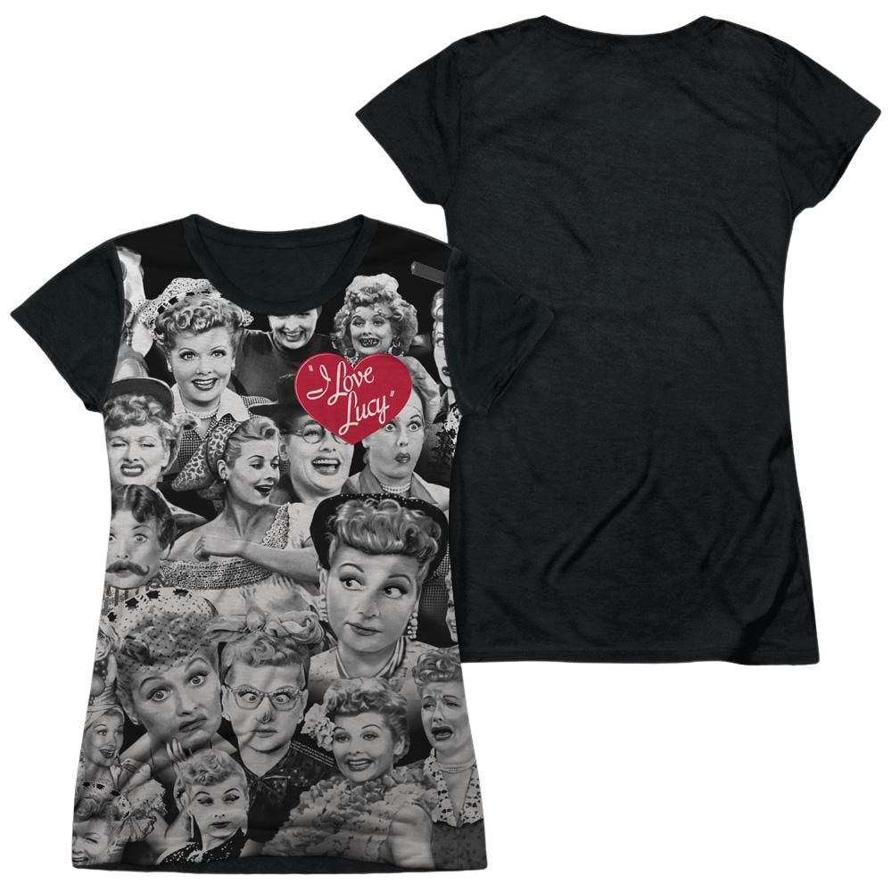 I Love Lucy Faces Juniors Black Back T-Shirt Juniors Black Back T-Shirt I Love Lucy   