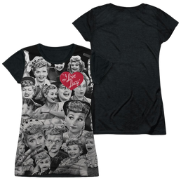 I Love Lucy Faces Juniors Black Back T-Shirt Juniors Black Back T-Shirt I Love Lucy   