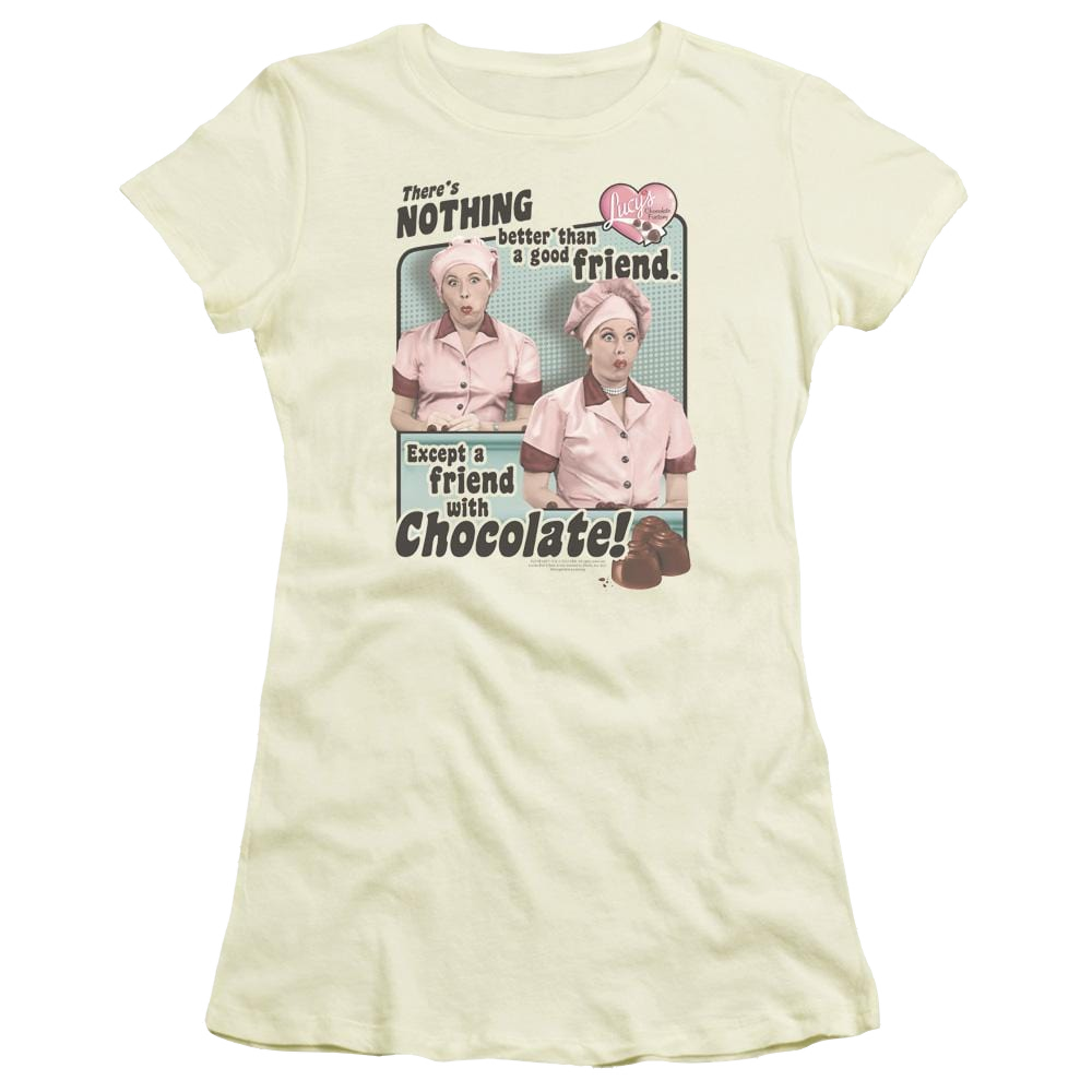 I Love Lucy Friends And Chocolate Juniors T-Shirt Juniors T-Shirt I Love Lucy   
