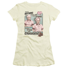 I Love Lucy Friends And Chocolate Juniors T-Shirt Juniors T-Shirt I Love Lucy   