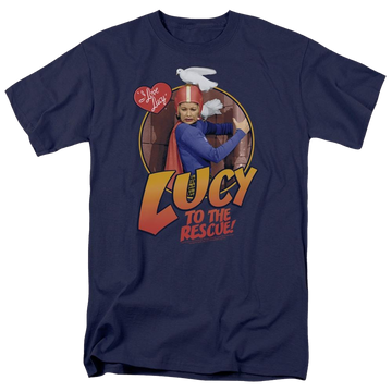 Navy men's regular fit t-shirt with I Love Lucy To The Rescue graphic