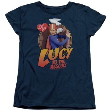 Navy women's t-shirt with I Love Lucy To The Rescue graphic