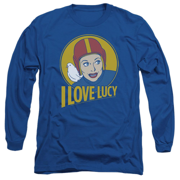 Royal men's long sleeve t-shirt with I Love Lucy Lb Super Comic graphic