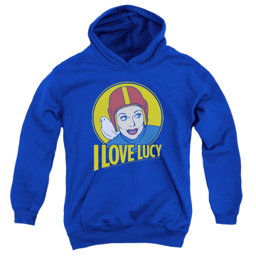 Royal youth hoodie for ages 8 to 12 with I Love Lucy Lb Super Comic graphic