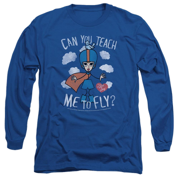 Royal men's long sleeve t-shirt with I Love Lucy Fly graphic
