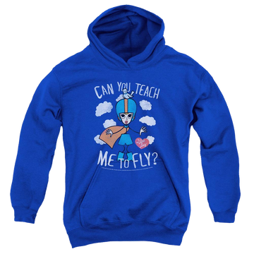 Royal youth hoodie for ages 8 to 12 with I Love Lucy Fly graphic