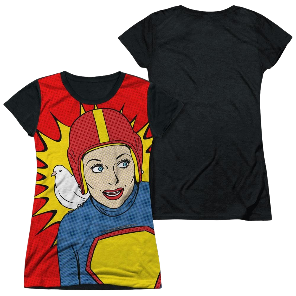 I Love Lucy Super Lucy Juniors Black Back T-Shirt Juniors Black Back T-Shirt I Love Lucy   