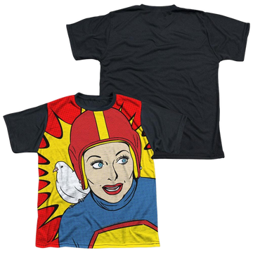 I Love Lucy Super Lucy youth black back t-shirt for ages 8 to 12