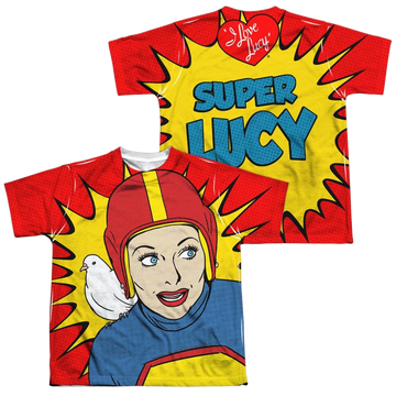 I Love Lucy Super Lucy youth all-over print t-shirt for ages 8 to 12