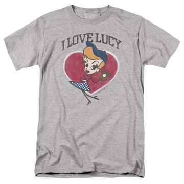 Athletic heather men's regular fit t-shirt with I Love Lucy Baseball Diva graphic