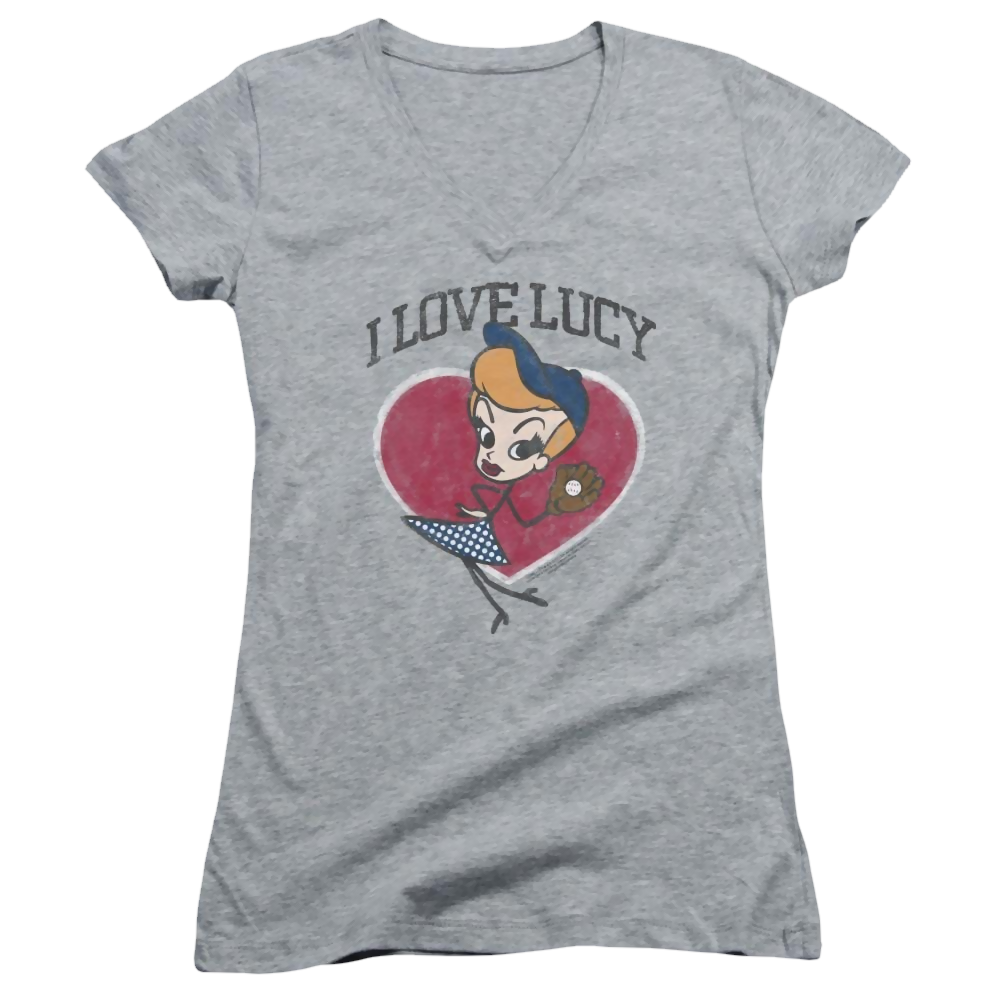 I Love Lucy Baseball Diva Juniors V-Neck T-Shirt Juniors V-Neck T-Shirt I Love Lucy   