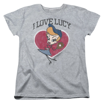 Athletic heather women's t-shirt with I Love Lucy Baseball Diva graphic