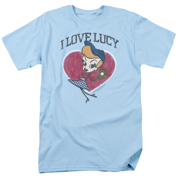 Light blue men's regular fit t-shirt with I Love Lucy Baseball Diva graphic