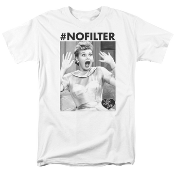 White men's regular fit t-shirt with I Love Lucy No Filter graphic