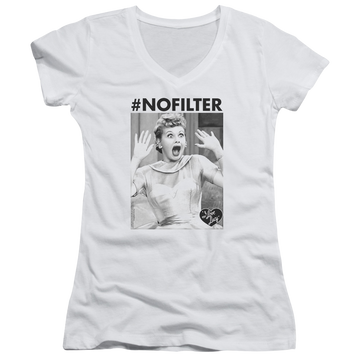 I Love Lucy No Filter Juniors V-Neck T-Shirt Juniors V-Neck T-Shirt I Love Lucy   
