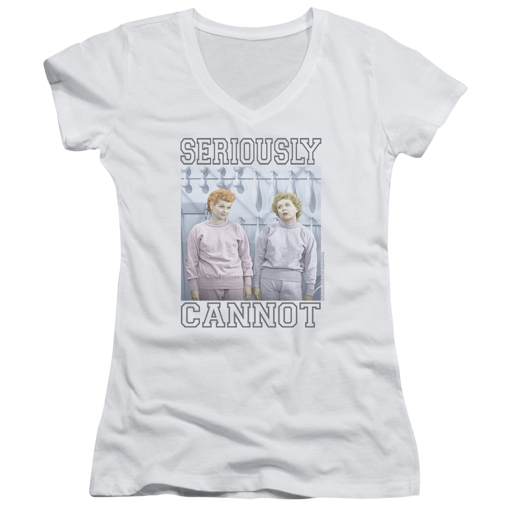 I Love Lucy Seriously Cannot Juniors V-Neck T-Shirt Juniors V-Neck T-Shirt I Love Lucy   