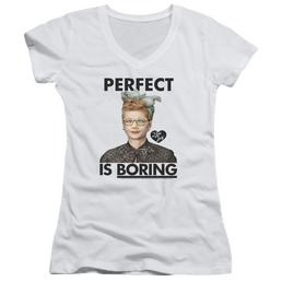 I Love Lucy Perfect Is Boring Juniors V-Neck T-Shirt Juniors V-Neck T-Shirt I Love Lucy   