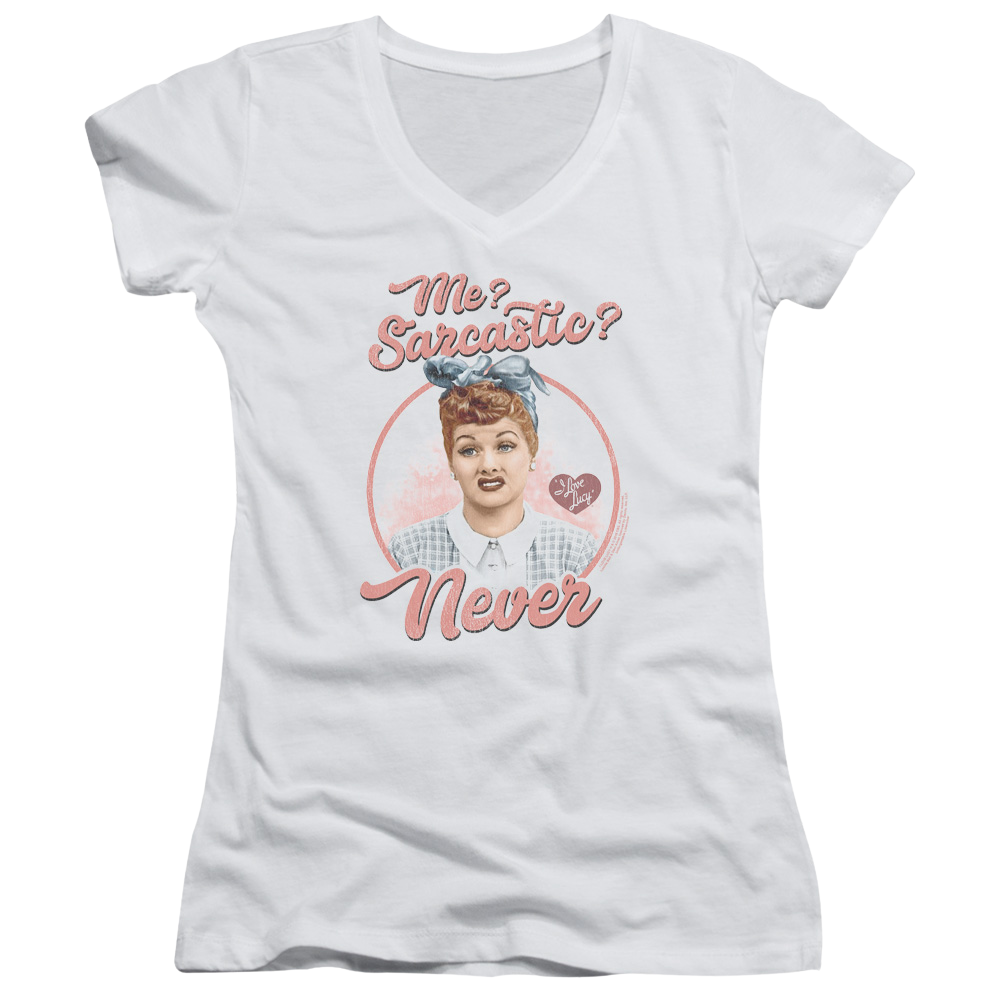 I Love Lucy Sarcastic Juniors V-Neck T-Shirt Juniors V-Neck T-Shirt I Love Lucy   
