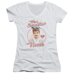 I Love Lucy Sarcastic Juniors V-Neck T-Shirt Juniors V-Neck T-Shirt I Love Lucy   