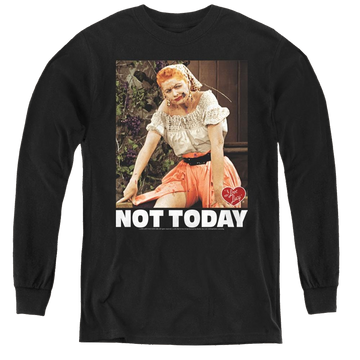 Black youth long sleeve t-shirt with I Love Lucy Not Today graphic
