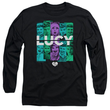 Black men's long sleeve t-shirt with I Love Lucy Shades Of Lucy graphic