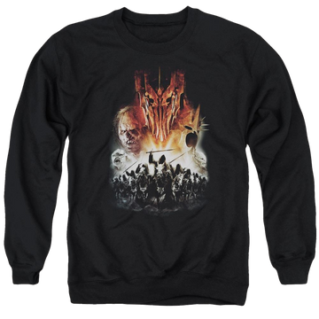 Black men's crewneck sweatshirt with Lord of the Rings Evil Rising graphic