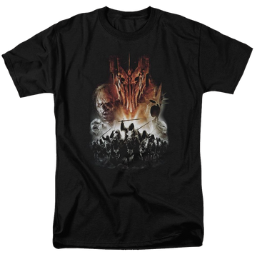 Black men's regular fit t-shirt with Lord of the Rings Evil Rising graphic