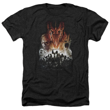 Charcoal men's heather t-shirt with Lord of the Rings Evil Rising graphic