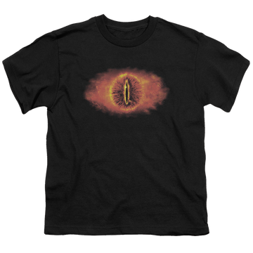Black youth t-shirt for ages 8 to 12 with Lord of the Rings Eye Of Sauron graphic