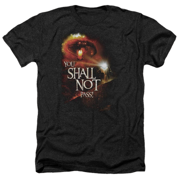 Charcoal men's heather t-shirt with Lord of the Rings You Shall Not Pass graphic