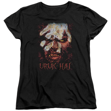 Black women's t-shirt with Lord of the Rings Uruk Hai graphic
