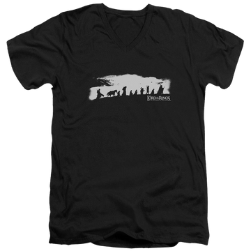 Black men's v-neck t-shirt with Lord of the Rings The Fellowship graphic