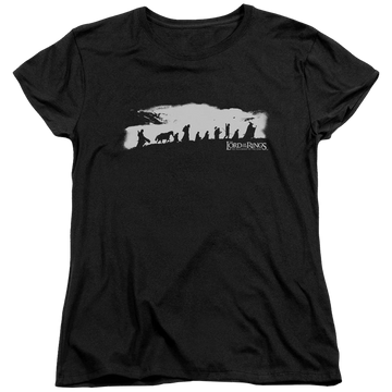 Black women's t-shirt with Lord of the Rings The Fellowship graphic