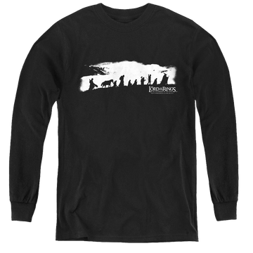 Black youth long sleeve t-shirt with Lord of the Rings The Fellowship graphic