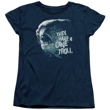 Navy women's t-shirt with Lord of the Rings Cave Troll graphic
