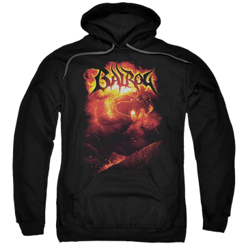Black pullover hoodie with Lord of the Rings Balrog graphic