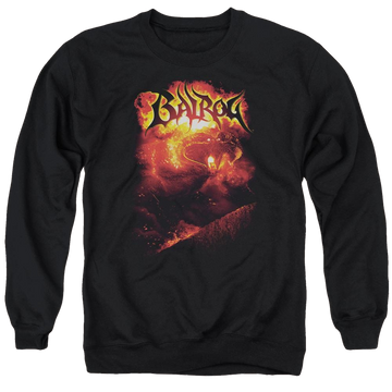 Black men's crewneck sweatshirt with Lord of the Rings Balrog graphic