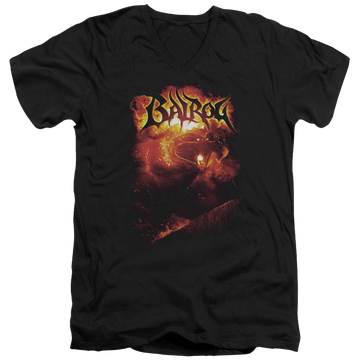 Black men's v-neck t-shirt with Lord of the Rings Balrog graphic