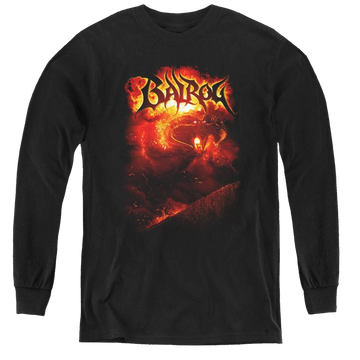 Black youth long sleeve t-shirt with Lord of the Rings Balrog graphic