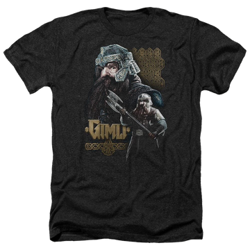 Charcoal men's heather t-shirt with Lord of the Rings Gimli graphic