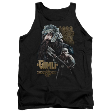 Black men's tank with Lord of the Rings Gimli graphic
