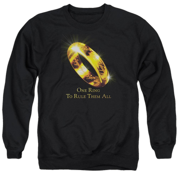 Black men's crewneck sweatshirt with Lord of the Rings One Ring graphic