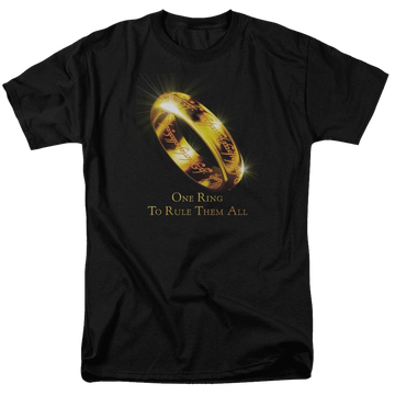 Black men's regular fit t-shirt with Lord of the Rings One Ring graphic