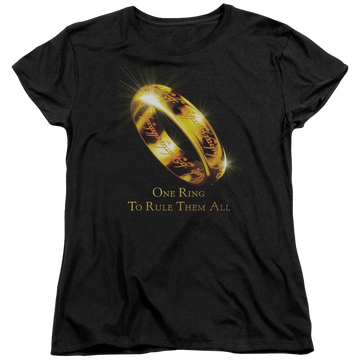 Black women's t-shirt with Lord of the Rings One Ring graphic