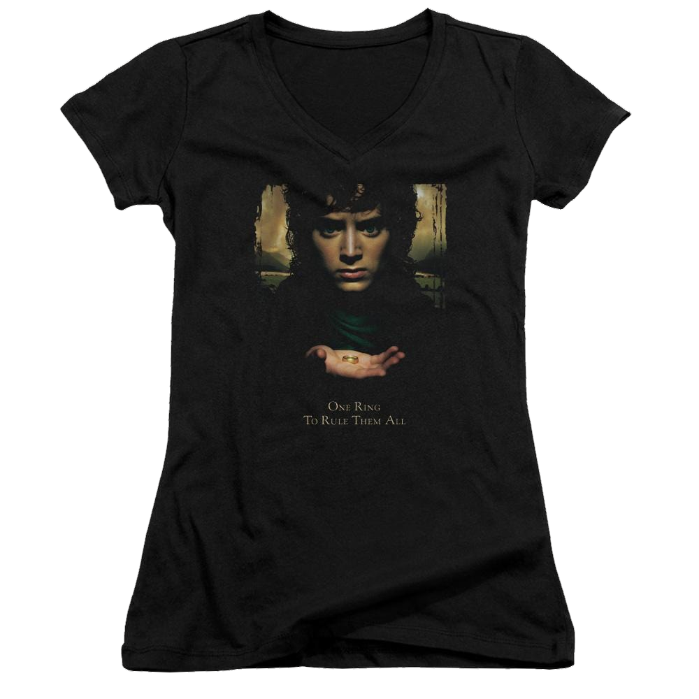 Lord of the Rings Frodo One Ring Juniors V-Neck T-Shirt Juniors V-Neck T-Shirt Lord Of The Rings   