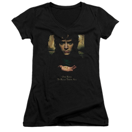 Lord of the Rings Frodo One Ring Juniors V-Neck T-Shirt Juniors V-Neck T-Shirt Lord Of The Rings   