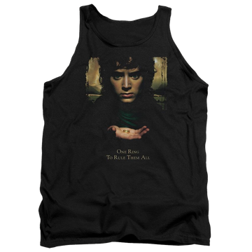 Black men's tank with Lord of the Rings Frodo One Ring graphic