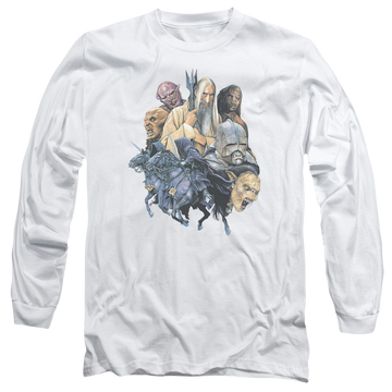 White men's long sleeve t-shirt with Lord of the Rings Collage Of Evil graphic