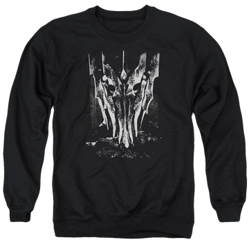 Black men's crewneck sweatshirt with Lord of the Rings Big Sauron Head graphic