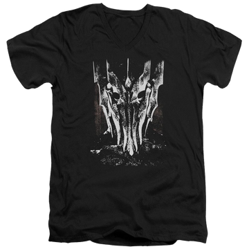 Black men's v-neck t-shirt with Lord of the Rings Big Sauron Head graphic